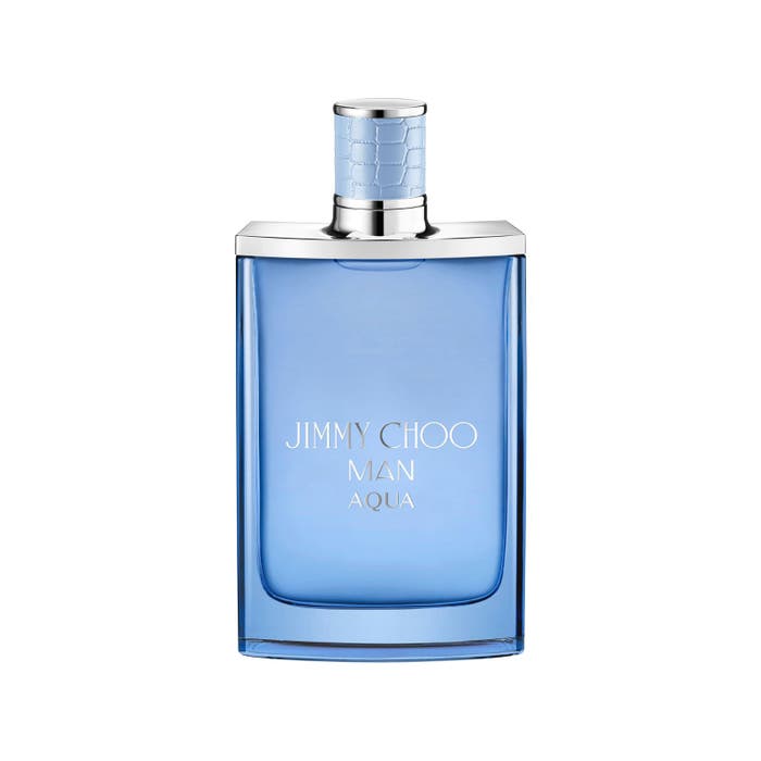 Jimmy Choo Man Aqua Eau De Toilette 100ml fragrance image; marine aromatic woody scent with Geranium, Clary Sage and Woody Amber; for men; suited to summer.