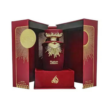 Lattafa Sakeena Eau De Parfum 100ml fragrance image; fruity floral gourmand scent with Orange blossom, Rose and Musk; for women; suited to autumn and winter.