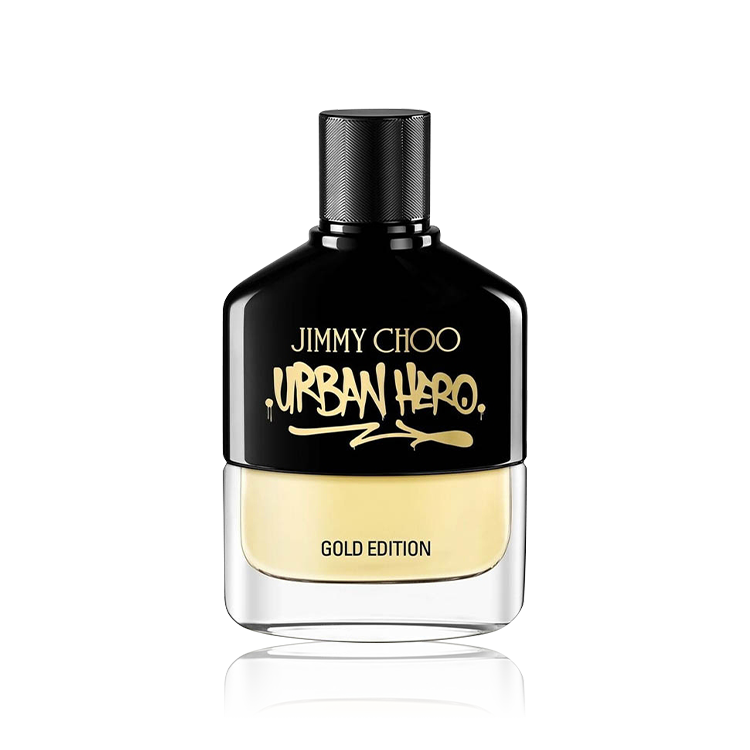 Jimmy Choo Urban Hero Gold Edition Eau De Parfum 100ml fragrance image; fruity woody sweet scent with Tonka Bean, Lavender and Sandalwood; for men; suited to spring and summer.