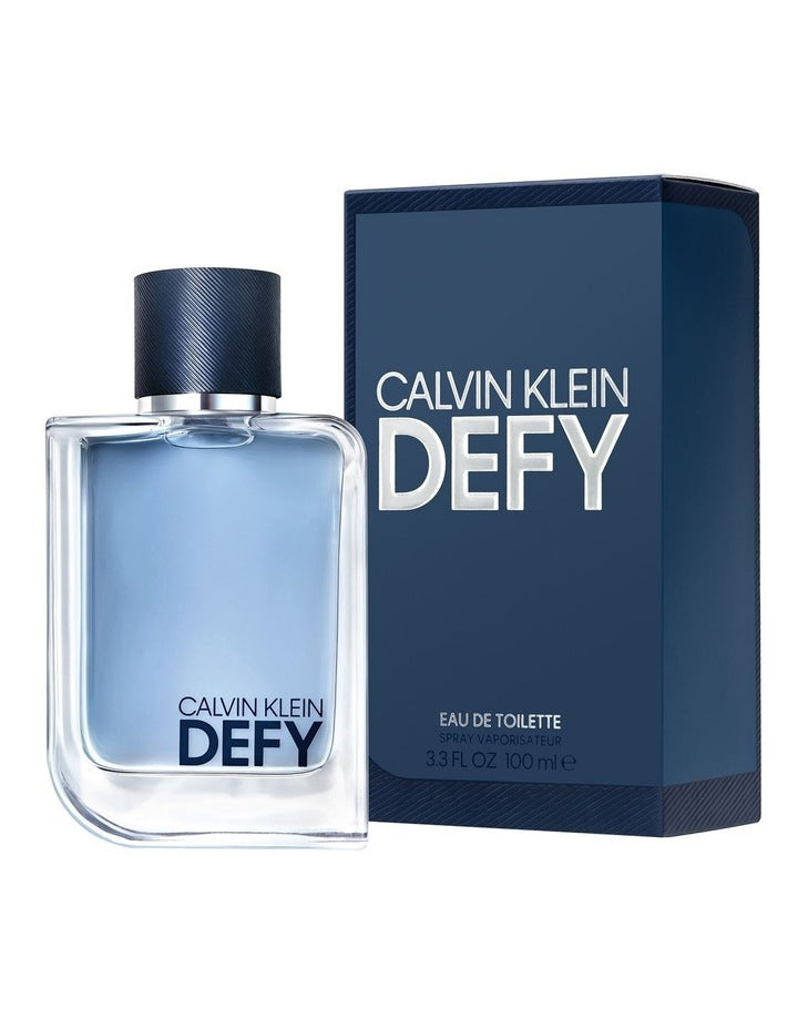 Calvin Klein Defy Eau de Toilette 100ml product image — woody aromatic fragrance with bergamot; for men; suitable for spring, summer