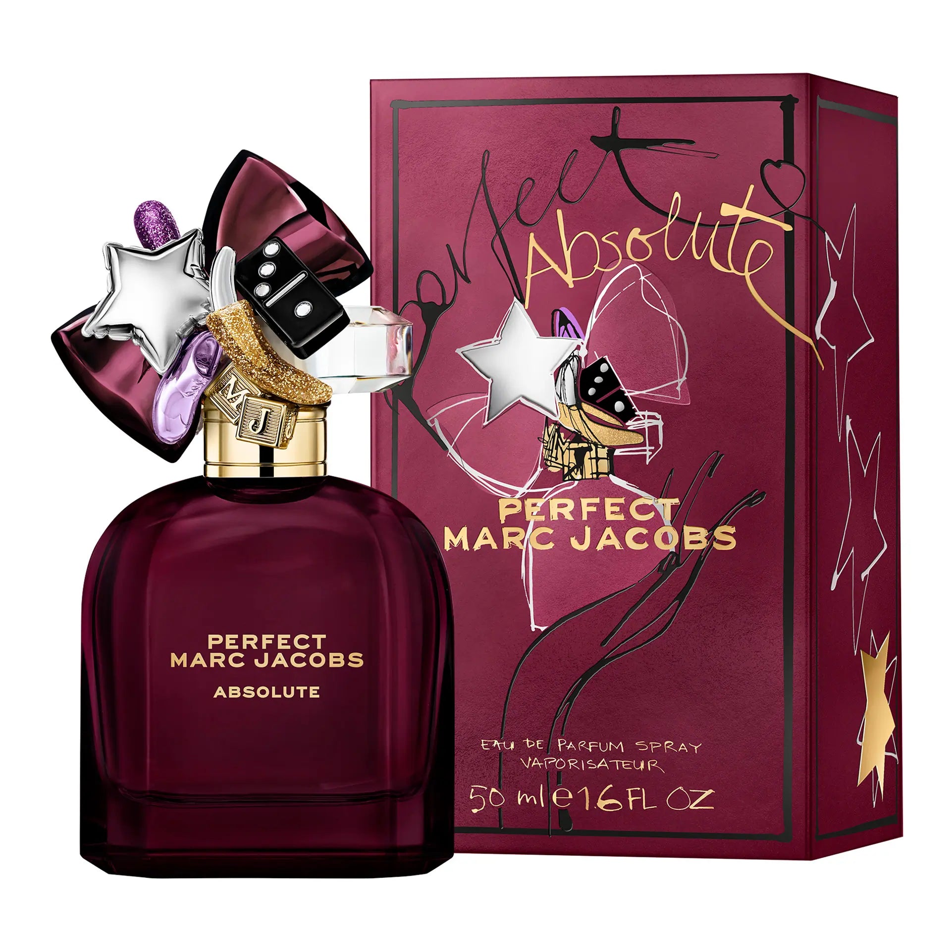 Marc jacobs Perfect Absolute Eau De Parfum 50ml fragrance image; sweet amber fruity scent with Fig, Caramel and Amber; for women; suited to autumn and winter.