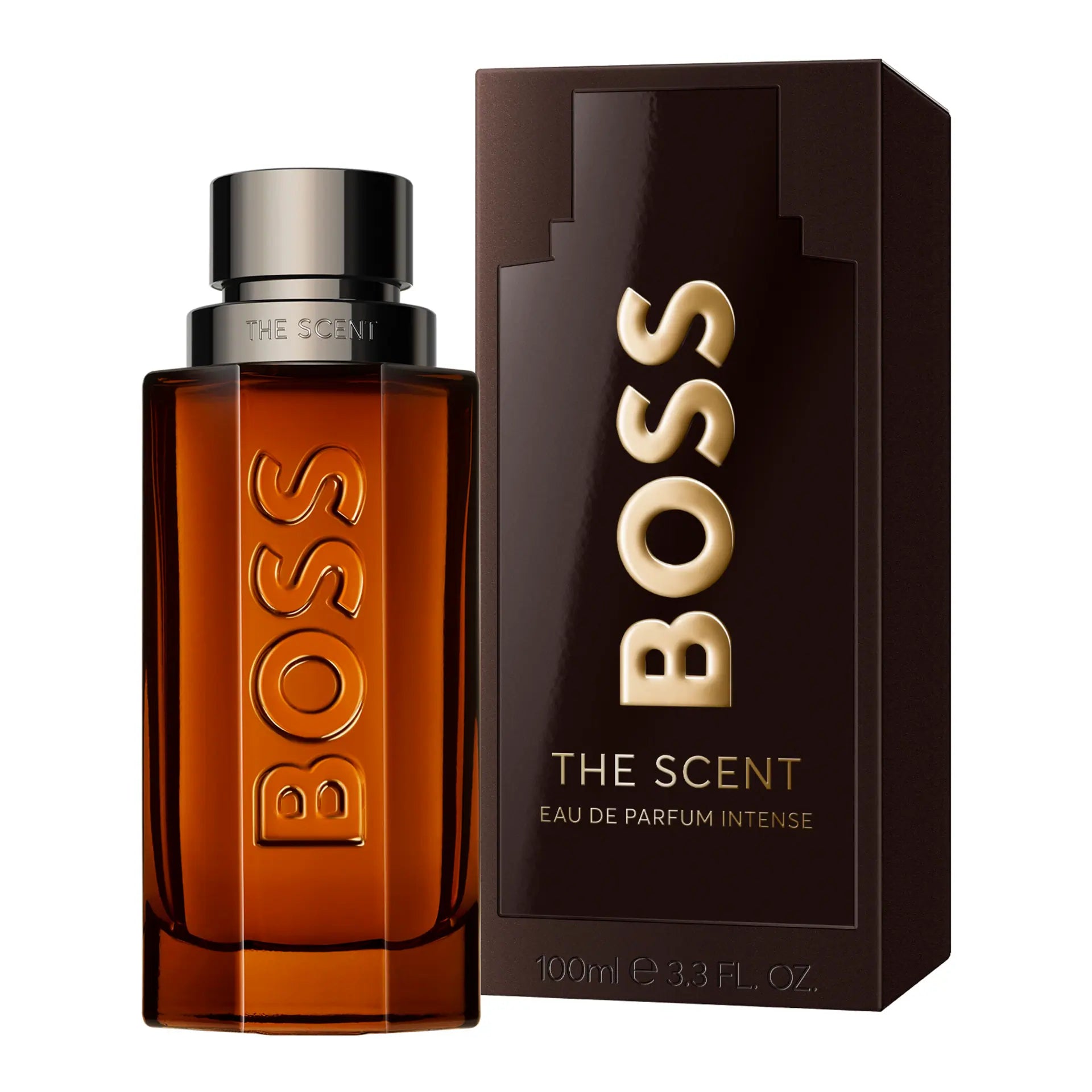 Hugo Boss The Scent Intense Him Eau De Parfum 100ml fragrance image; ambery fruity spicy scent with Maninka fruit, Liquor accord and Amber; for men; suited to spring and summer.