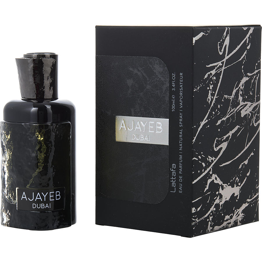 Lattafa Ajayeb Dubai Eau De Parfum 100ml fragrance image; sweet spicy woody scent with Saffron, Pineapple and Sandalwood; for all genders; suited to spring and summer.