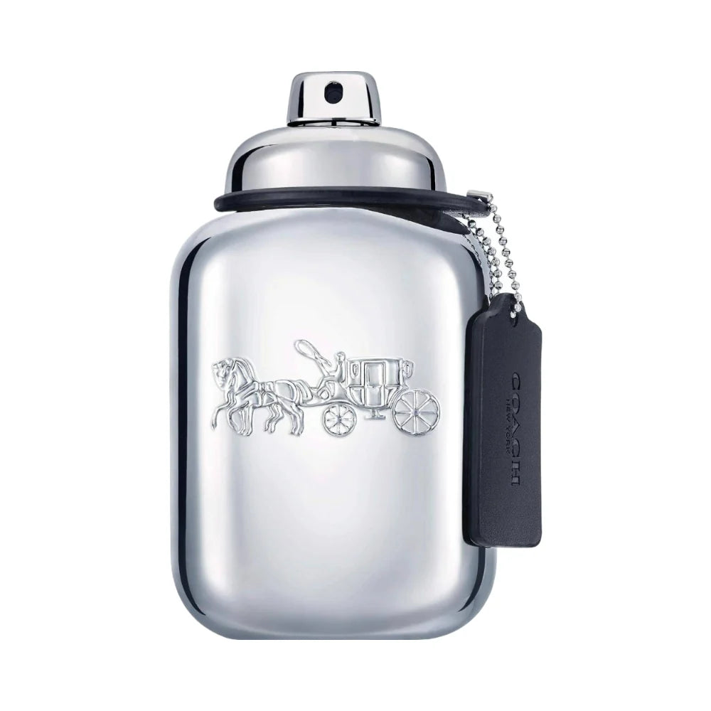 Coach For Men Pure Platinum Parfum 100ml fragrance image; woody aromatic amber scent with Rum, Moss and Labdanum; for men; suited to autumn and winter.