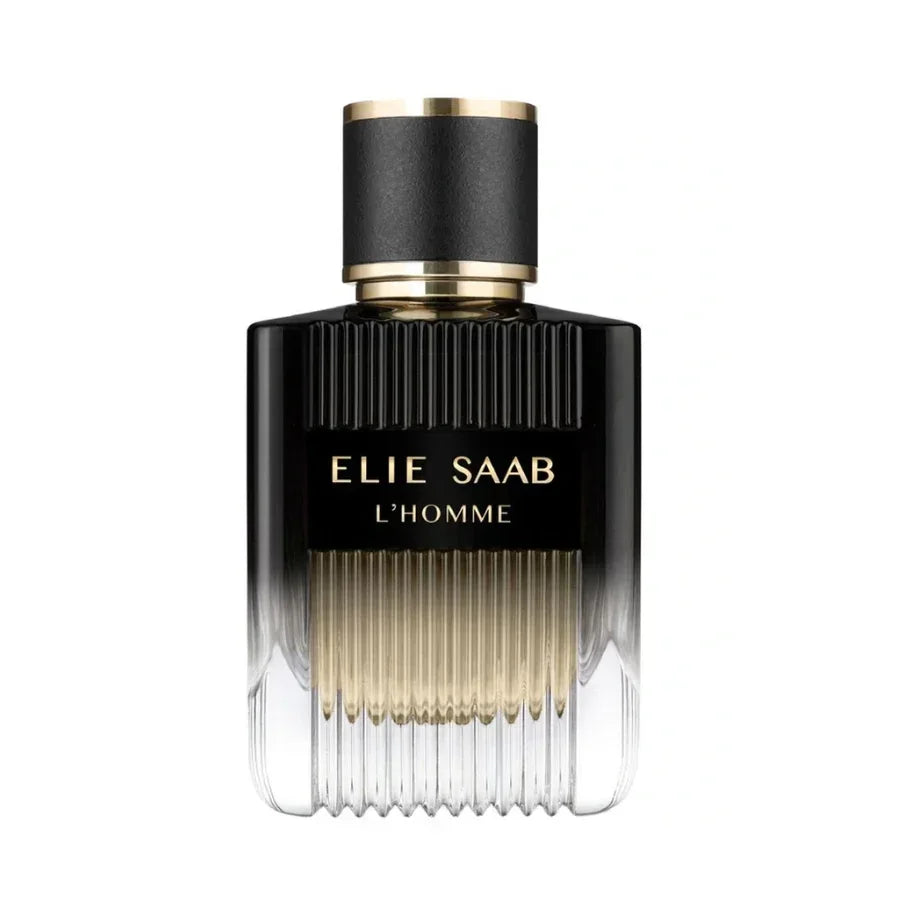 Elie Saab L'Homme Eau De Parfum 100ml fragrance image; spicy woody aromatic scent with Vetiver, Cedarwood and Myrrh; for men; suited to spring and summer.