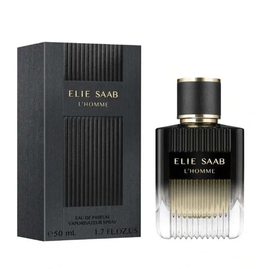 Elie Saab L'Homme Eau De Parfum 100ml fragrance image; spicy woody aromatic scent with Pink pepper, Bergamot and Myrrh; for men; suited to spring and summer.