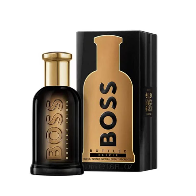 Hugo Boss BOSS Bottled Elixir Eau de Parfum 50ml fragrance image; woody spicy incense scent with Vetiver, Patchouli and Cedarwood; for men; suited to autumn and winter.