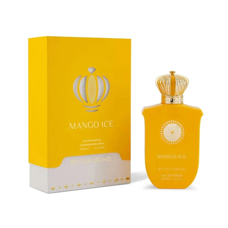 Gulf Orchid Mango Ice Eau de Parfum 100ml fragrance image; tropical fruity gourmand scent with Mango, Lemon and Musk; for all genders; suited to spring and summer.
