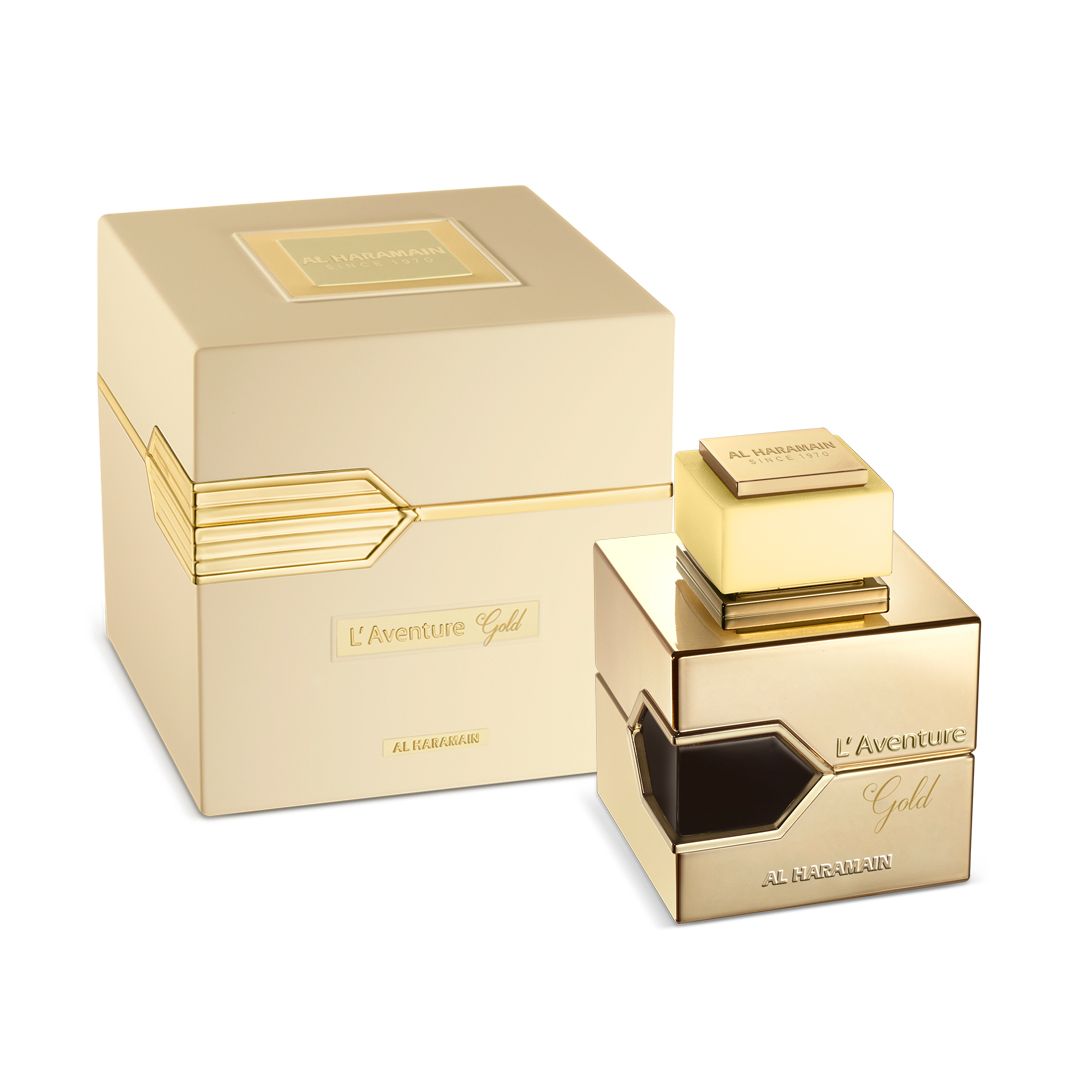 Al Haramain L’Aventure Gold EDP 100ml – Floral Woody Musk perfume; warm, rich, grounded and characterful.