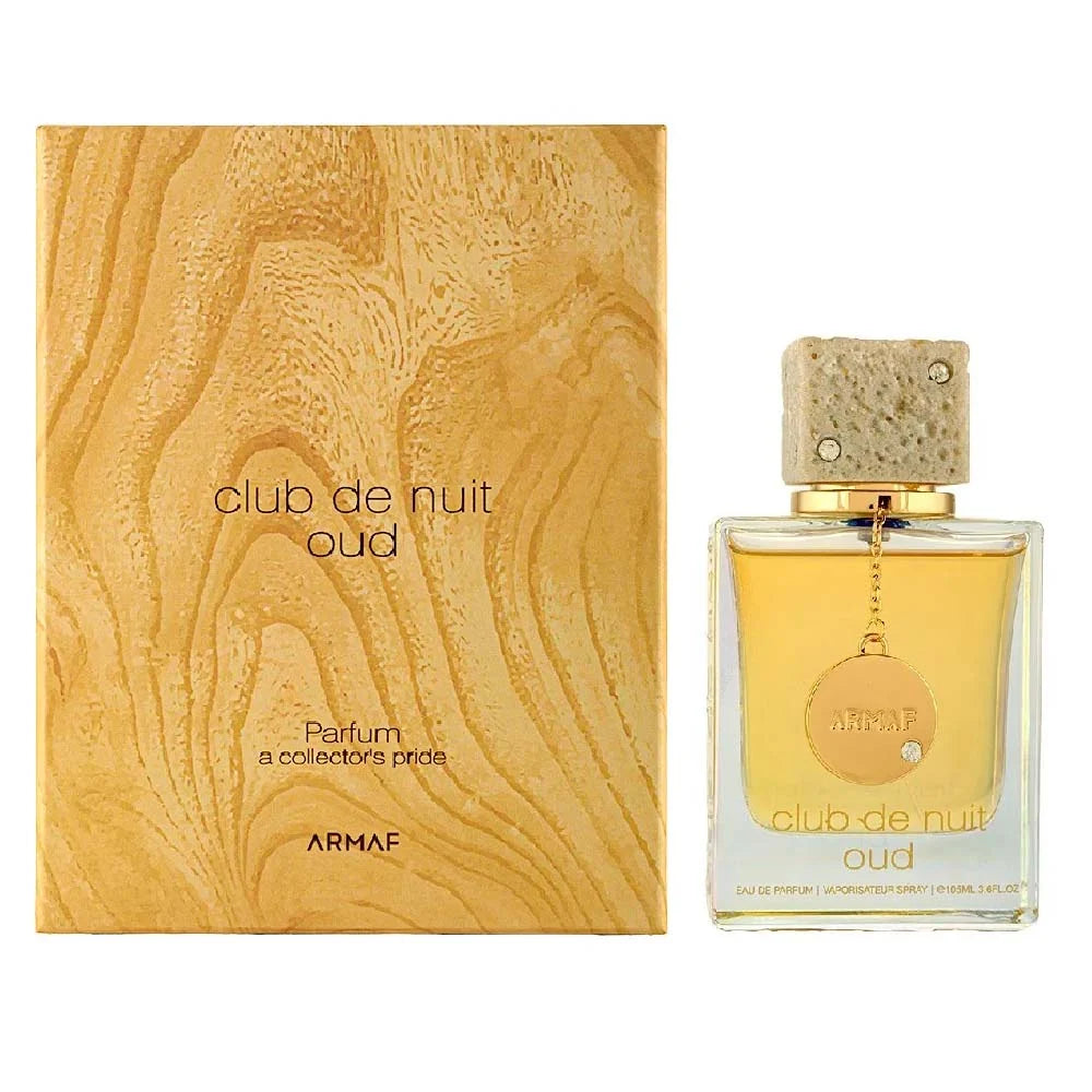 Armaf Club De Nuit Oud Eau De Parfum 105ml fragrance image; fruity woody oud scent with Bergamot, Pineapple and Sandalwood; for all genders; suited to autumn.