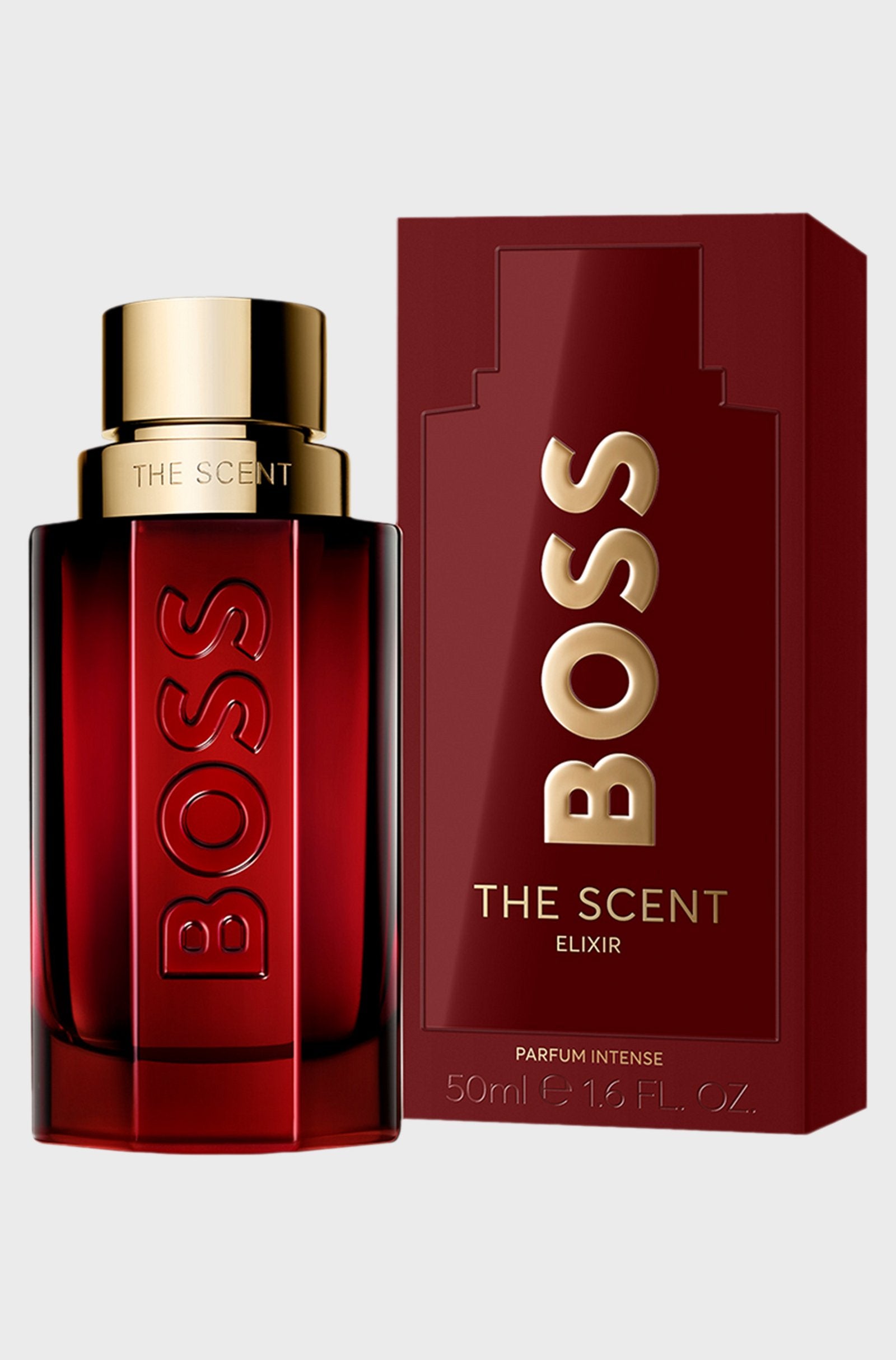 Hugo Boss The Scent Elixir Eau de Parfum 50ml fragrance image; spicy woody amber scent with Lavandin and Caledonian Sandalwood; for men; suited to autumn.