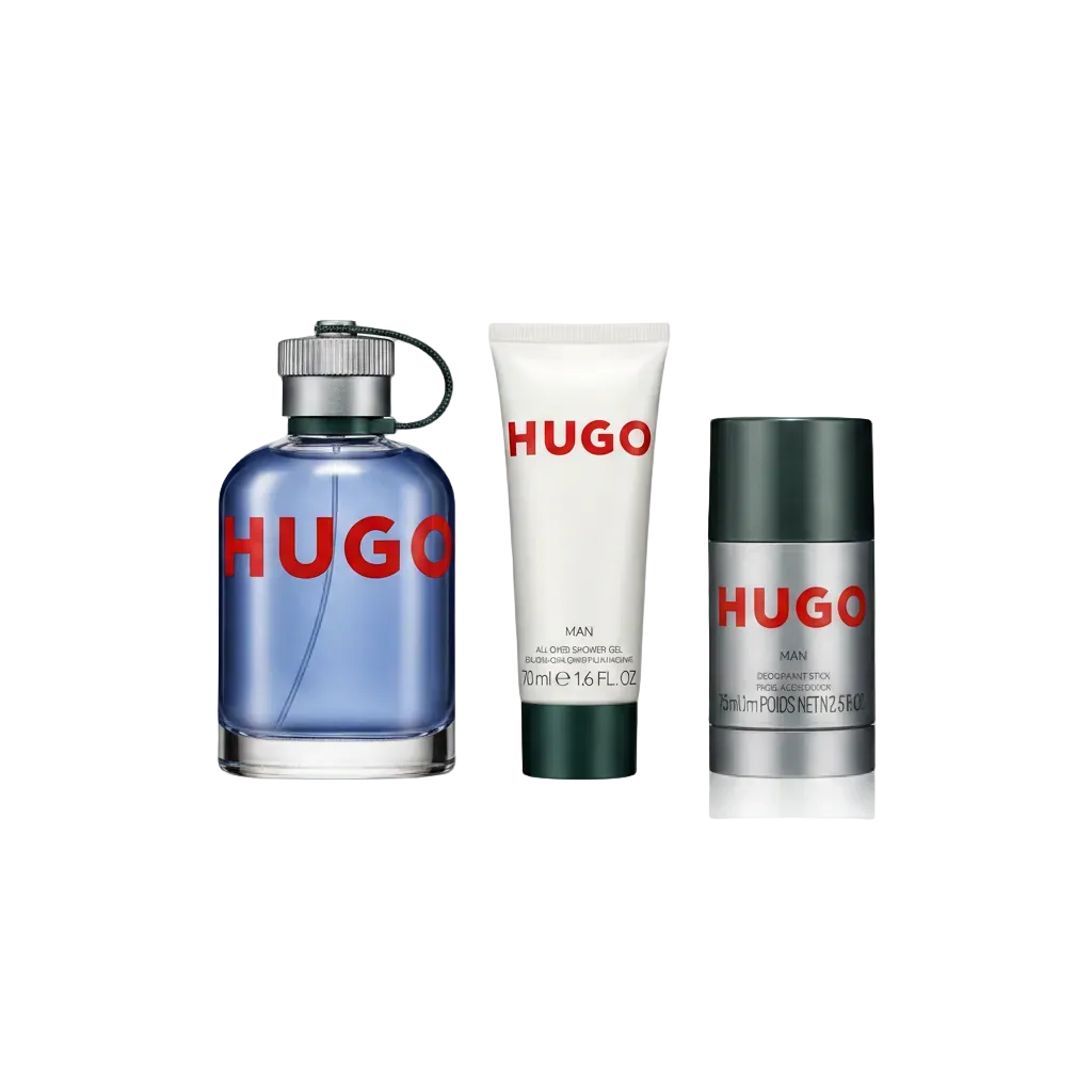 Hugo Boss Hugo Man 3-Piece Gift Set EDT 125ml – Aromatic Green perfume; crisp, bright, airy and clean.