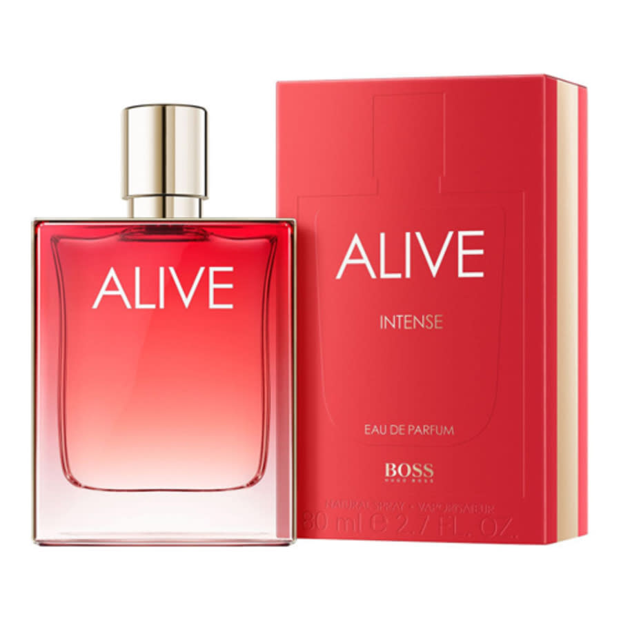 Hugo Boss Alive Intense Eau De Parfum 80ml fragrance image; fruity amber woody scent with Raspberry and Benzoin; for women; suited to autumn and winter.