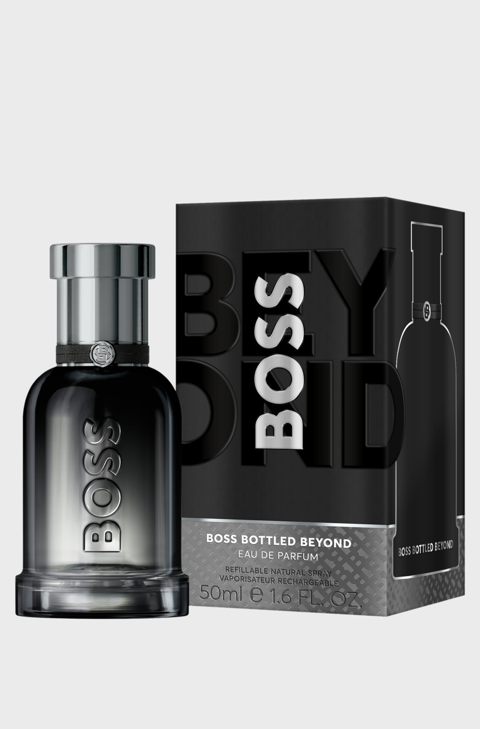 Hugo Boss Bottled Beyond Eau de Parfum 50ml fragrance image; spicy leather scent with Ginger and Woody notes; for men; suited to winter.