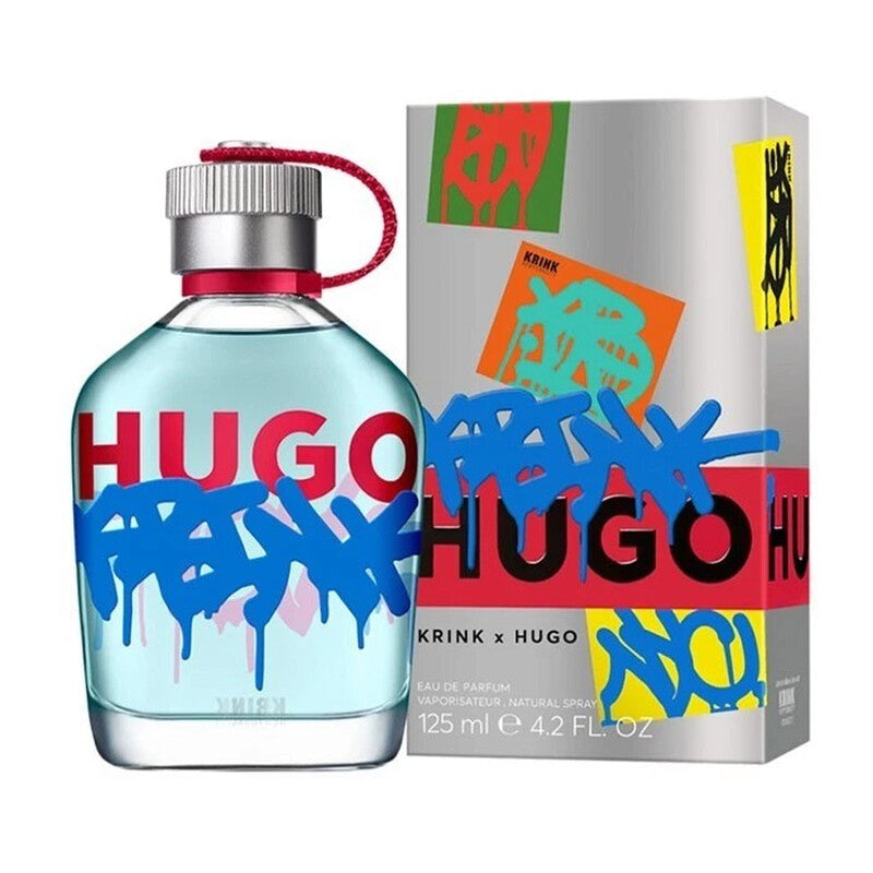 HUGO Krink x HUGO Eau de Parfum 125ml fragrance image; fruity aromatic scent with Blue banana accord and Pink cistus; for men; suited to spring and summer.