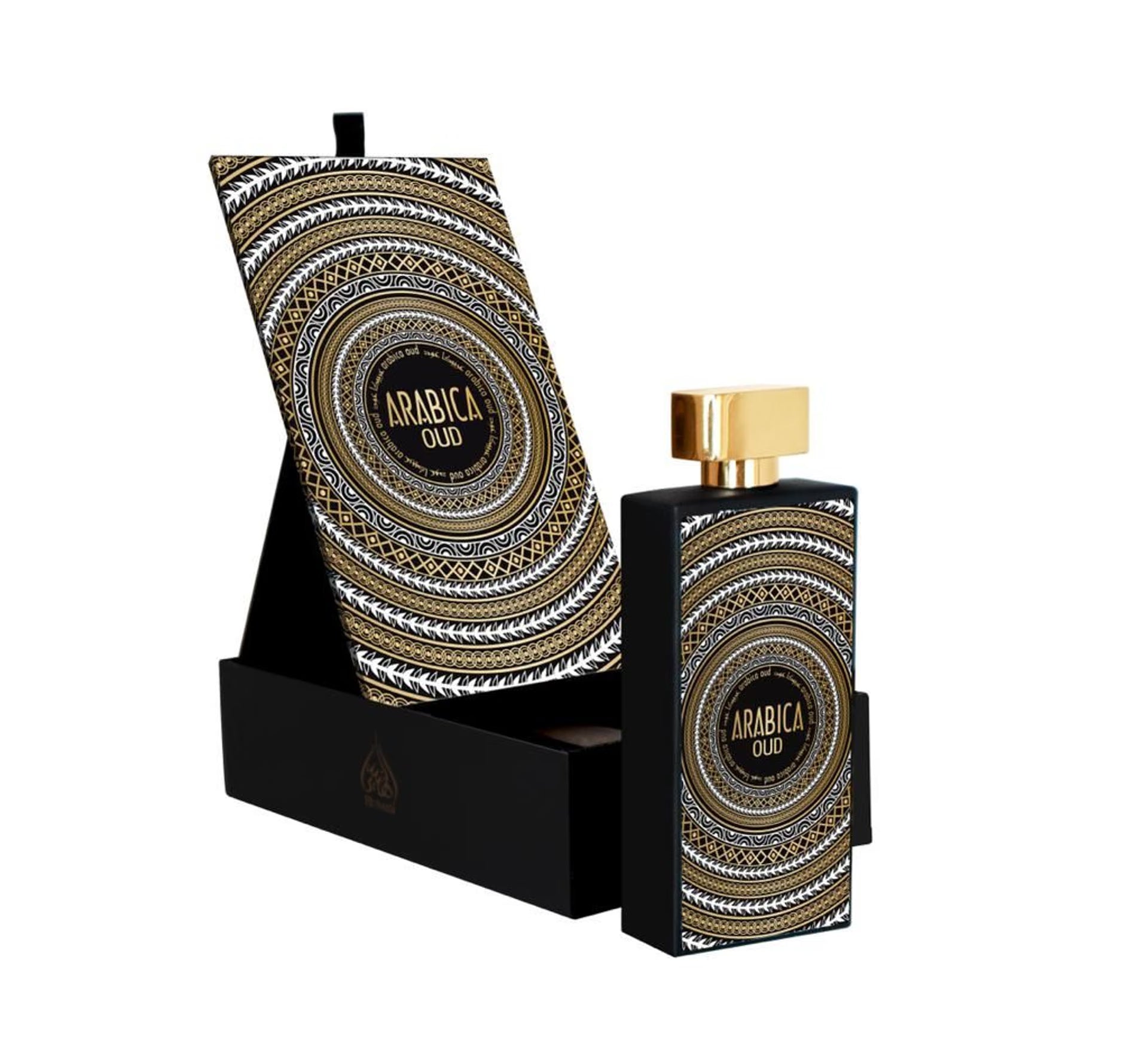 Al Hunaidi Arabica Oud Eau de Parfum 100ml fragrance image; smoky leather oud amber scent with Rose, Saffron and Lemon; for all genders; suited to winter.