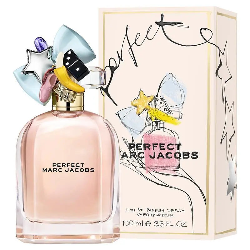 Marc Jacobs Perfect 100ml fragrance image; floral woody almond scent with Rhubarb, Narcissus and Cashmeran; for women; suited to spring and autumn.
