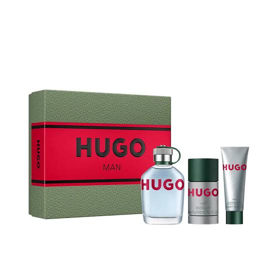 Hugo Man Eau de Toilette Gift Set 3pc 125ml product image — aromatic green fragrance with green apple; for men; suitable for all seasons