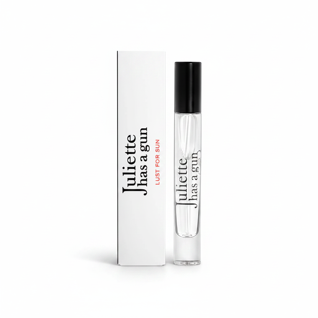 Juliette Has A Gun Lust For Sun EDP 7.5ml – Solar Floral Gourmand perfume; sweet, creamy, cosy and dessert-like.