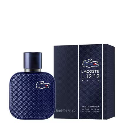 Lacoste L.12.12 Bleu Eau De Parfum 50ml fragrance image; citrus aromatic woody scent with Yuzu, Ginger and Cedarwood; for men; suited to spring and summer.