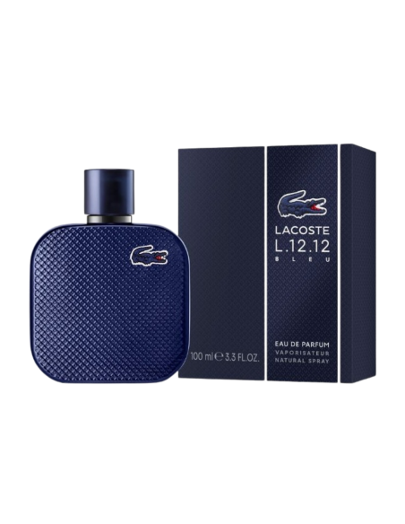 Lacoste L.12.12 Bleu Eau de Parfum 100ml product image — aromatic woody fragrance with iced yuzu; for men; suitable for spring, summer