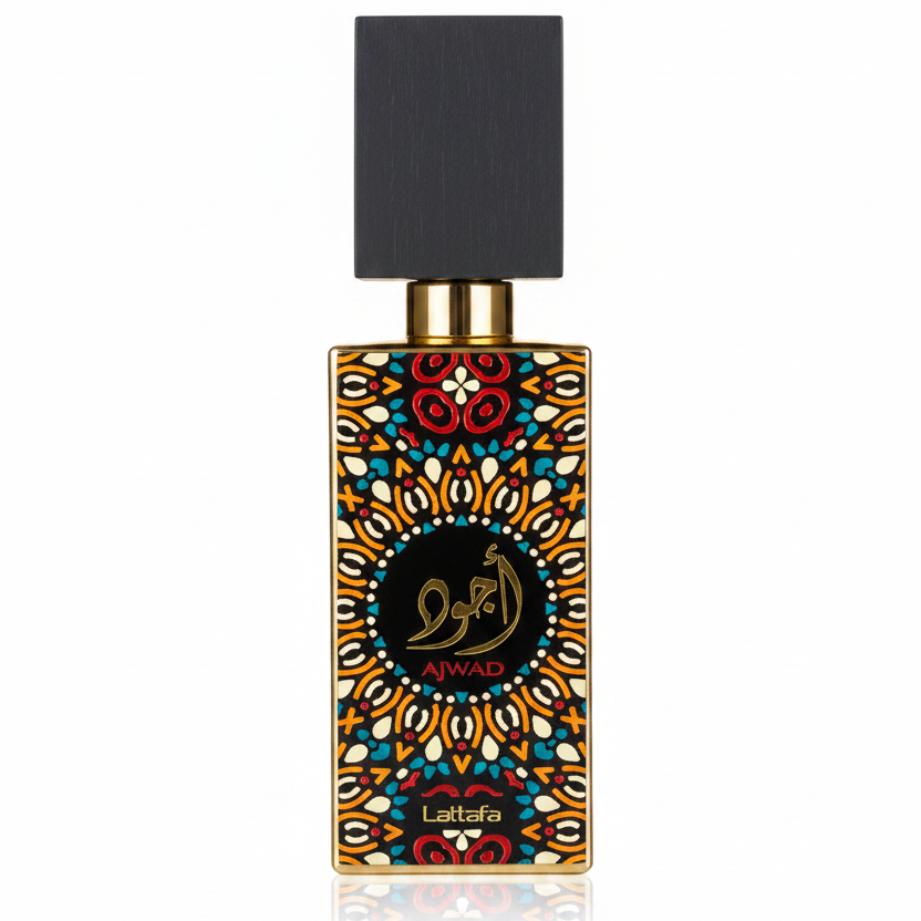 Lattafa Ajwad EDP — 60ml – Fruity floral amber-woody profile perfume; warm, rich, grounded and characterful.