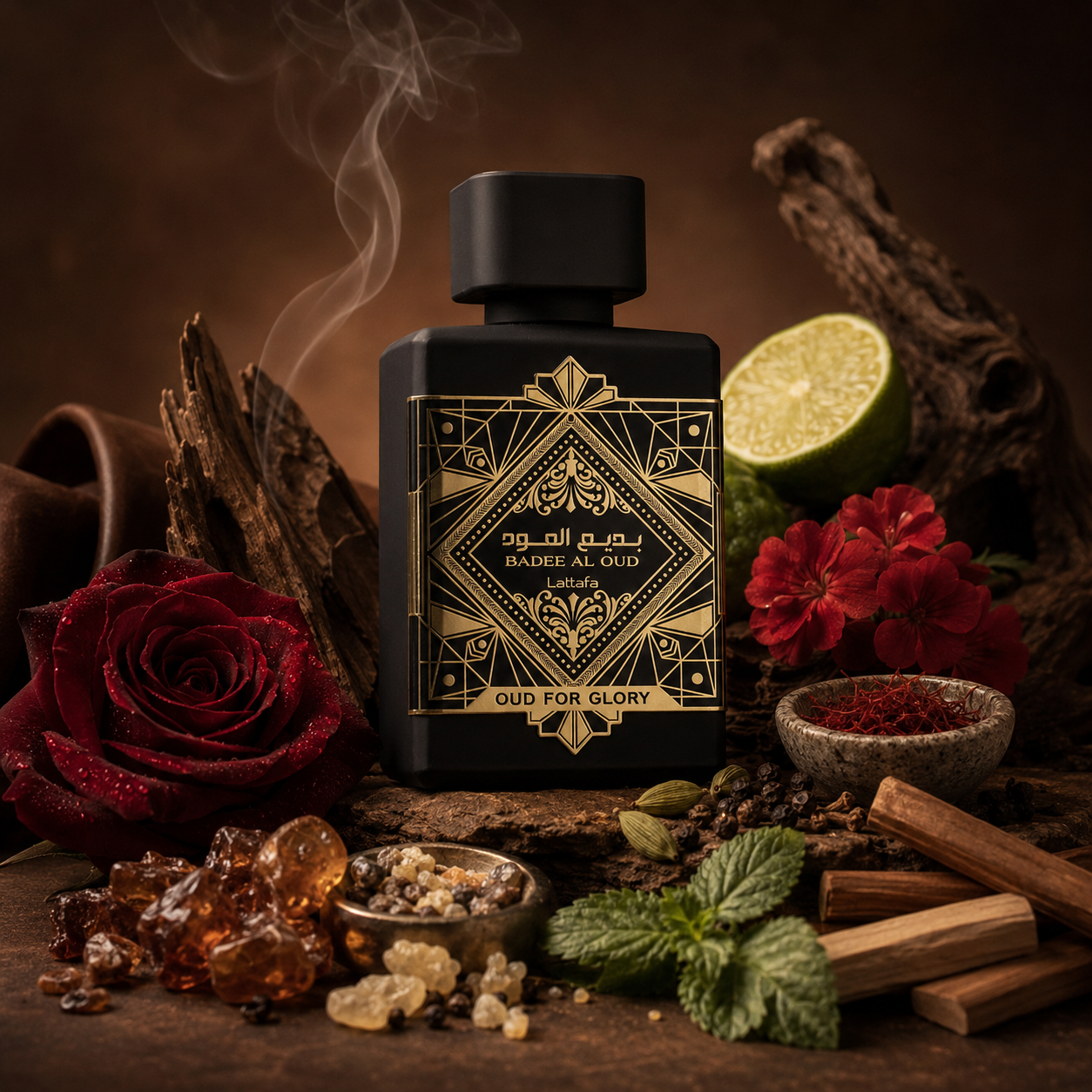 Lattafa Badee Al Oud for Glory EDP 100ml – Amber Woody; warm, rich, grounded and characterful.