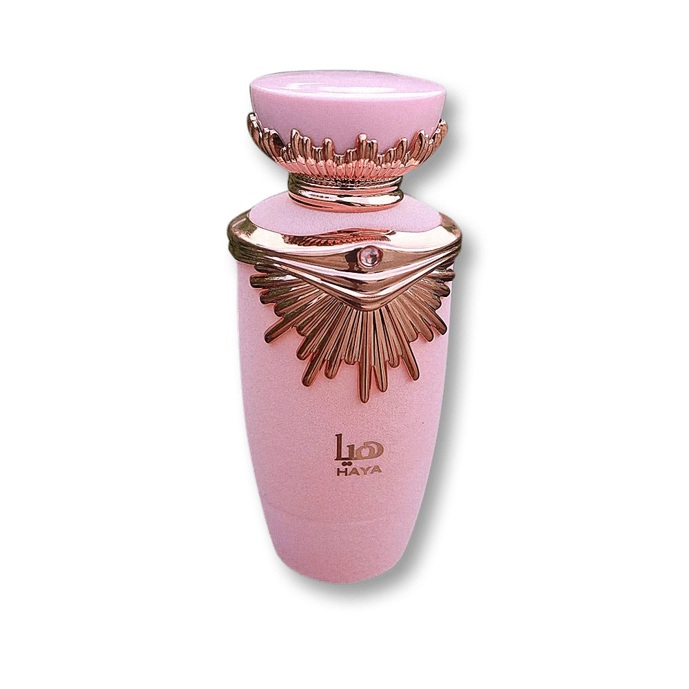 Lattafa Haya Eau De Parfum 100ml fragrance image; fruity floral gourmand scent with Gardenia, Vanilla orchid and Praline; for women; suited to autumn and winter.