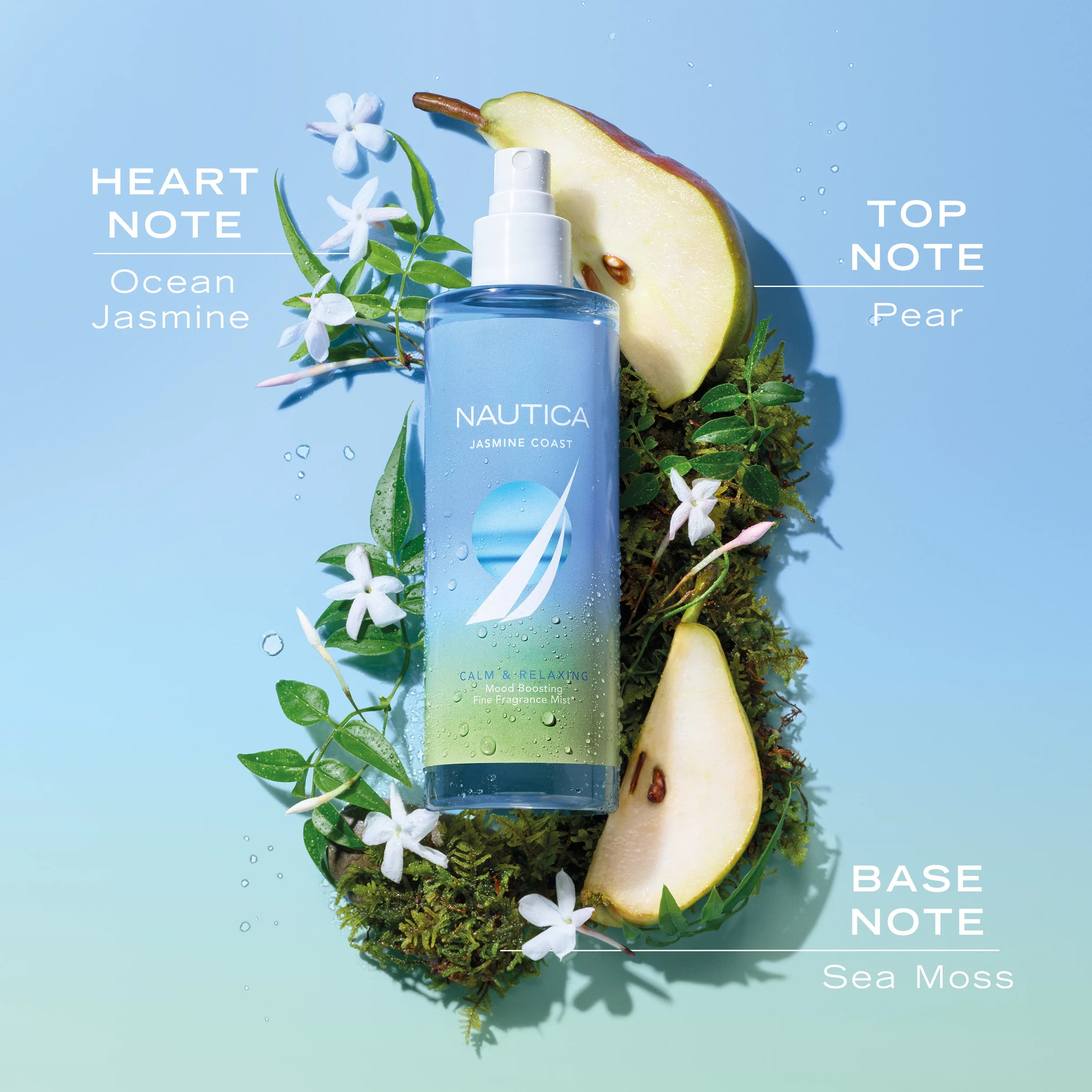 Nautica Jasmine Coast Fine Fragrance Mist 250ml – Fresh perfume; crisp, bright, airy and clean.